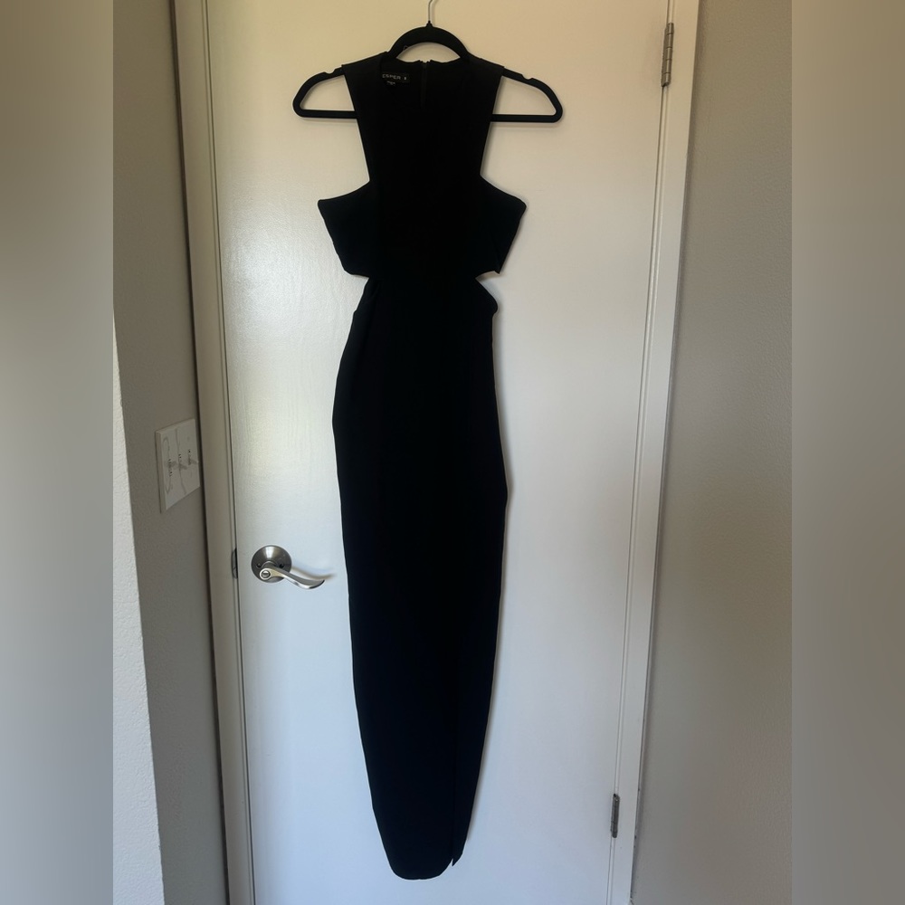Vesper 247 - Black Maxi High Slit Dress - Picture 4 of 7